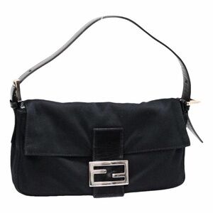 FENDI Vintage Black Neoprene Baguette Shoulder Bag / Mamma Bucket